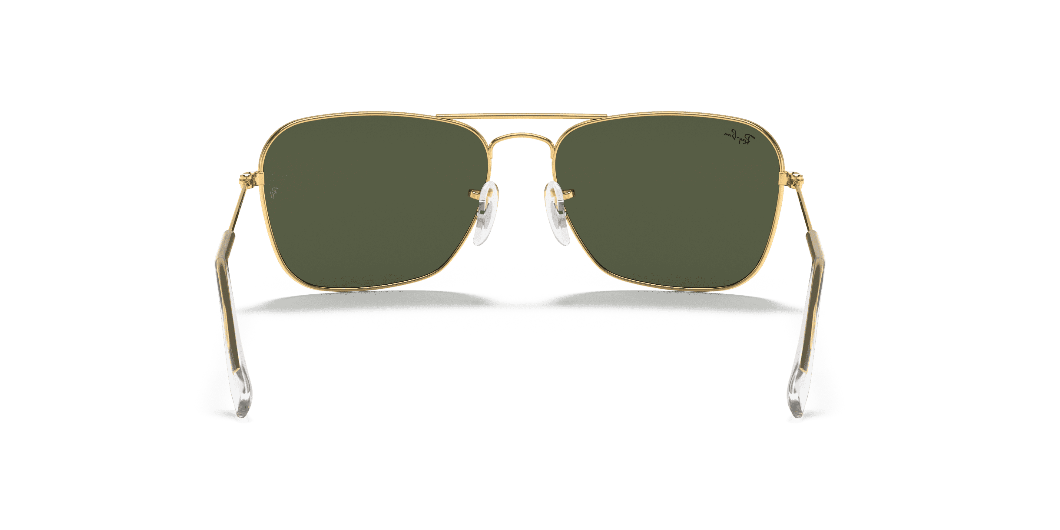 Ray-Ban Caravan Sunglasses, Geometric Square Eyeglasses with Case, Arista Gold/G-15 Green, Size 58