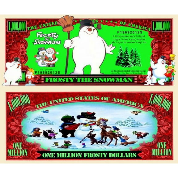 Anime Source Frosty The Snowman Christmas White Cartoon Character Commemorative Novelty Million Bill With Semi Rigid Protector