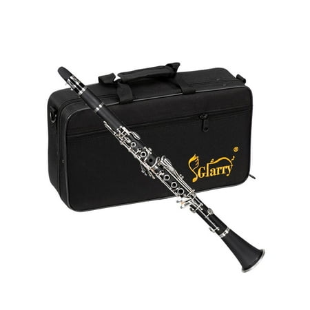 Glarry 17 Keys Flat B Clarinet with Case Mouthpieces for Beginner, Black