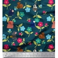 thumbnail image 1 of Soimoi Japan Crepe Satin Fabric Floral & Cute Animals Cartoon Printed Craft Fabric by The Yard 42 Inch Wide, 1 of 1