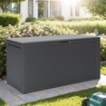 thumbnail image 2 of 90Gal Outdoor Deck Box, Waterproof Storage Box for Pool Accessories, Patio Outdoor Storage Bench Furniture for Garden, Gray, 2 of 9