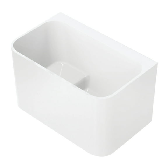 Kingston Brass VTSQ472726S 47-Inch Acrylic Rectangular Back-to-Wall Freestanding Tub with Drain and Integrated Seat in Glossy White