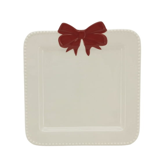 Holiday Time Ceramic 4 Pack Bow Appetizer Plates