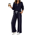 thumbnail image 5 of Xdegoge Womens 2 Piece Sweatsuits Half Zip Pullover Sweatshirt and Slit Wide Leg Pants Casual Lounge Sets Athletic Tracksuit, 5 of 9