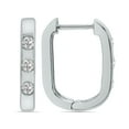 thumbnail image 2 of SZUL Women's 1/10 CTW Three Stone Lab Grown Diamond Oval Huggies Hoop Earrings in 10K White Gold (F-G Color, VS1- VS2 Clarity), 2 of 4