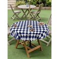 thumbnail image 4 of Outdoor Tablecloth with Umbrella Hole for Patio/Picnic/Party/Camping, Blue Plaid Waterproof Table Cloth Round Cover Washable, Modern Minimalist Geometric Gingham Checkered (Dia 54"), 4 of 8