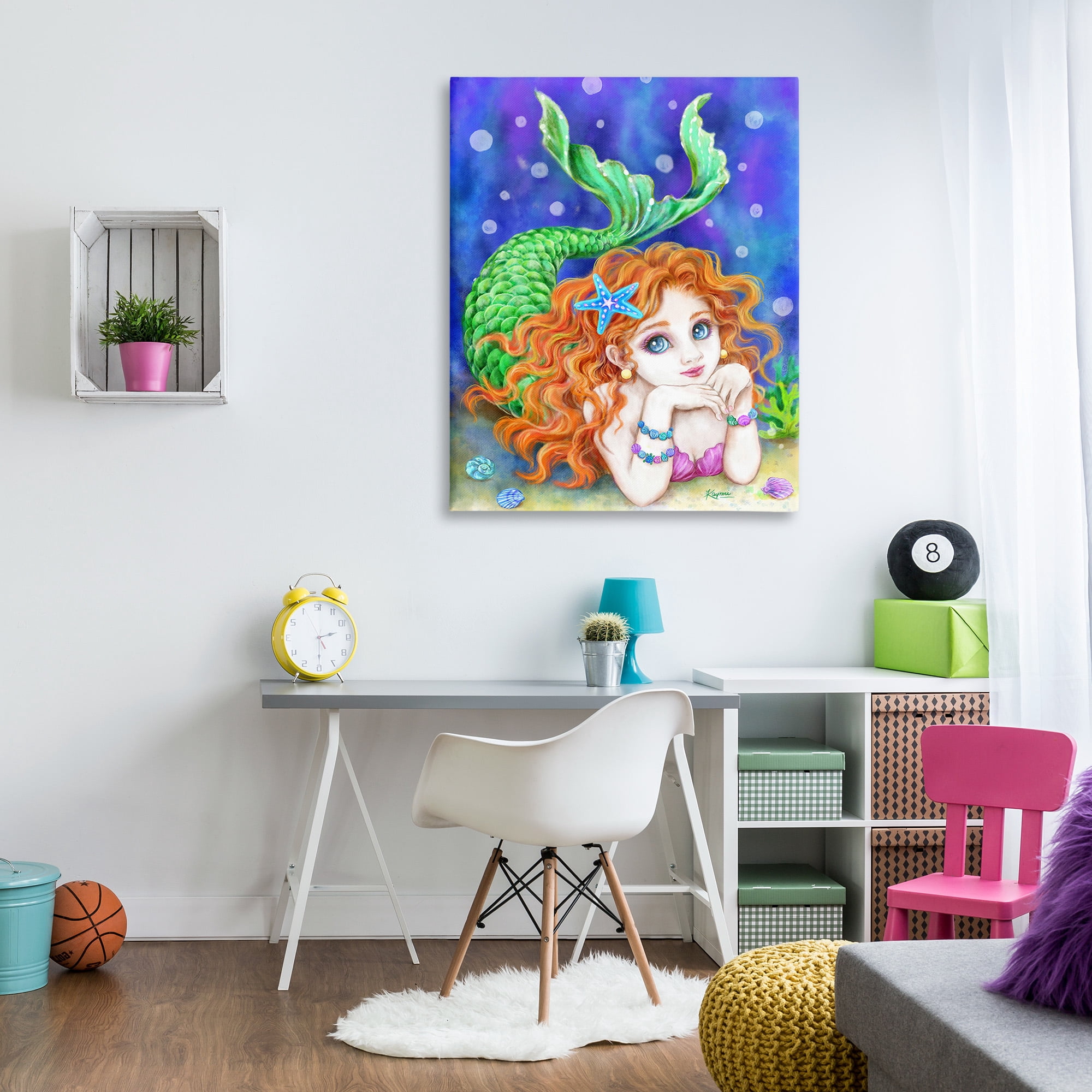 Stupell Industries Relaxing Mermaid Underwater Fairy Tales & Fantasy Painting Gallery Wrapped Canvas Art Print Wall Art, 36 x 48