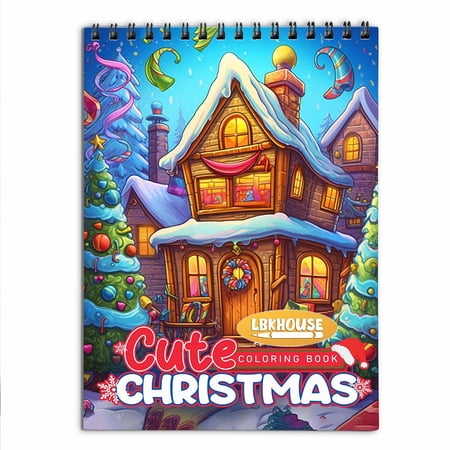 LBKHOUSE Cute Christmas Coloring Book Spiral Bound for Adults Premium Cover
