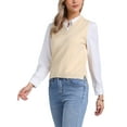 thumbnail image 4 of INSPIRE CHIC Women's Pullover Knit Sweaters Solid Color V Neck Sleeveless Sweater Vests XL Beige, 4 of 6