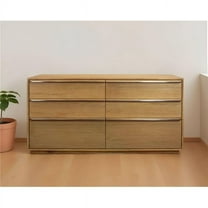 HomeRoots 555431 72 in. Natural Solid Wood Six Drawer Double Dresser