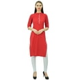 thumbnail image 6 of Phagun Cotton Plain Kurti Designer Tunic Mandarin Collar Ethnic Casual Kurta Blouse, 6 of 7