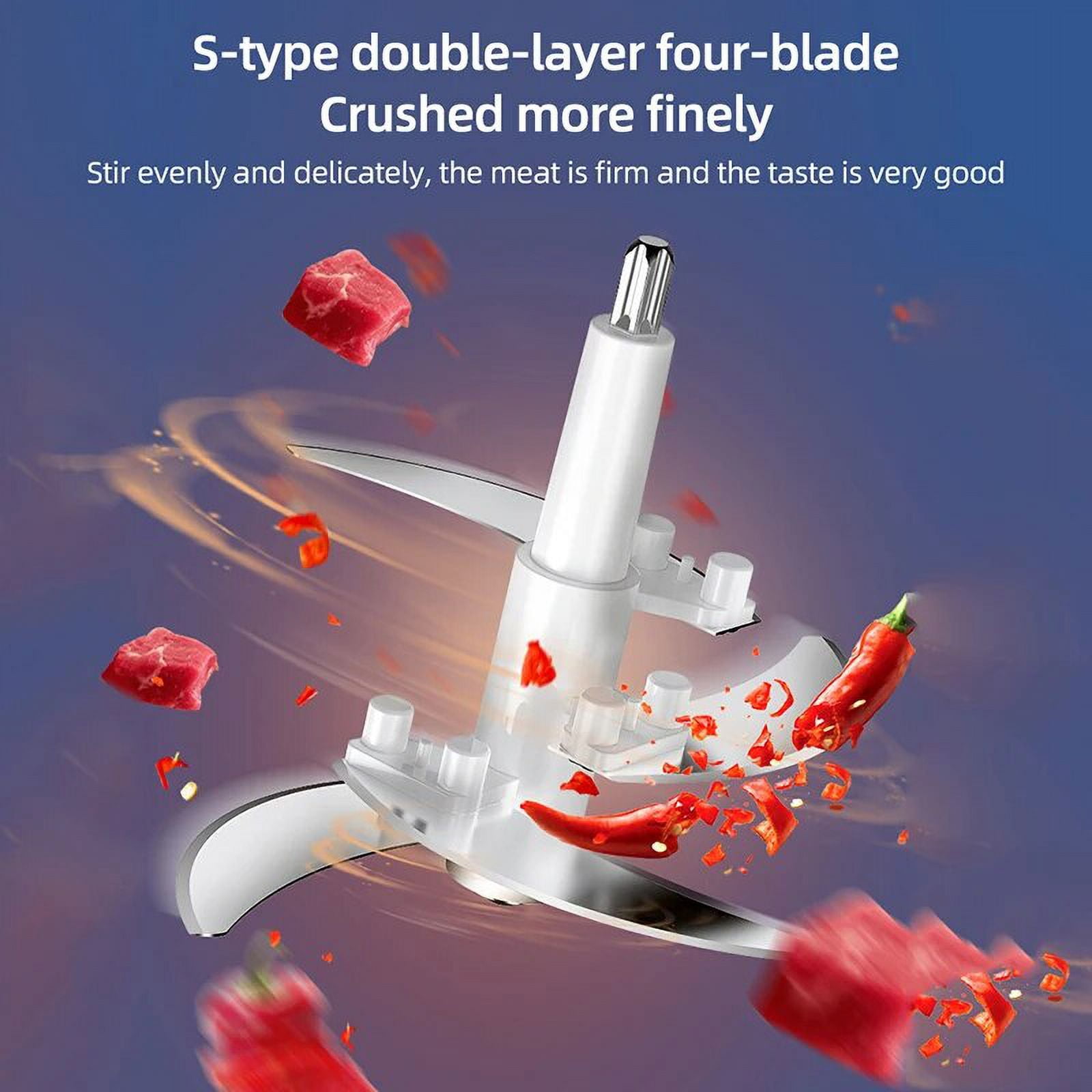 Food Chopper, 5 Cup Food Processor Mini Electric, 2L 300W Meat Grinder with 4 Bi-Level Blades, Stainless Steel Mincer for Kitchen, Vegetable, Onion, Garlic, Salad, Baby Food, Fruit, Nuts