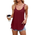 thumbnail image 3 of Womens Solid Color Round Neck Sleeveless Tank Top Basic Layering Undershirt Casual Wine Red XL, 3 of 9