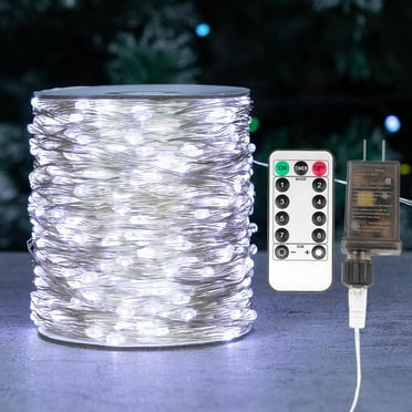 ZELUXDOT Fairy Lights Plug in,400FT 1200 LEDs Waterproof Led String Lights,Twinkle Light with 8 Modes Remote for Outdoor Indoor Christmas Wedding Birthday Garden Party Decorations,Cool White