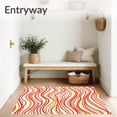thumbnail image 3 of ODIKA 4'x6' Machine Washable Non-Slip Area Rug, Abstract Wave Flow Undulating Bands Artistic Floor High Traffic Rug with Pad, Red, 716761, 3 of 8