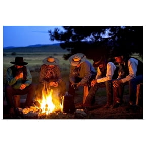 Great BIG Canvas | "Group Of Cowboys Around A Campfire" Art Print - 36x24