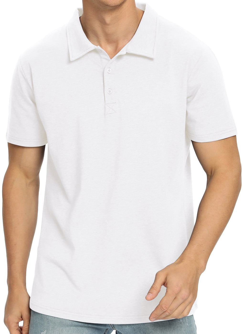 Iceglad Polo Shirts for Men Short Sleeve Soft Cotton Collared Shirt