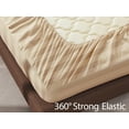 thumbnail image 6 of 100% Egyptian Cotton Fitted Sheet Twin Size, 600 Thread Count, Single Fitted Sheet Only,16" Deep Pocket Sheet, Soft & Elastic Sateen Weave Bottom Sheet for Hotel & Home (Beige-Stripe, Twin), 6 of 8
