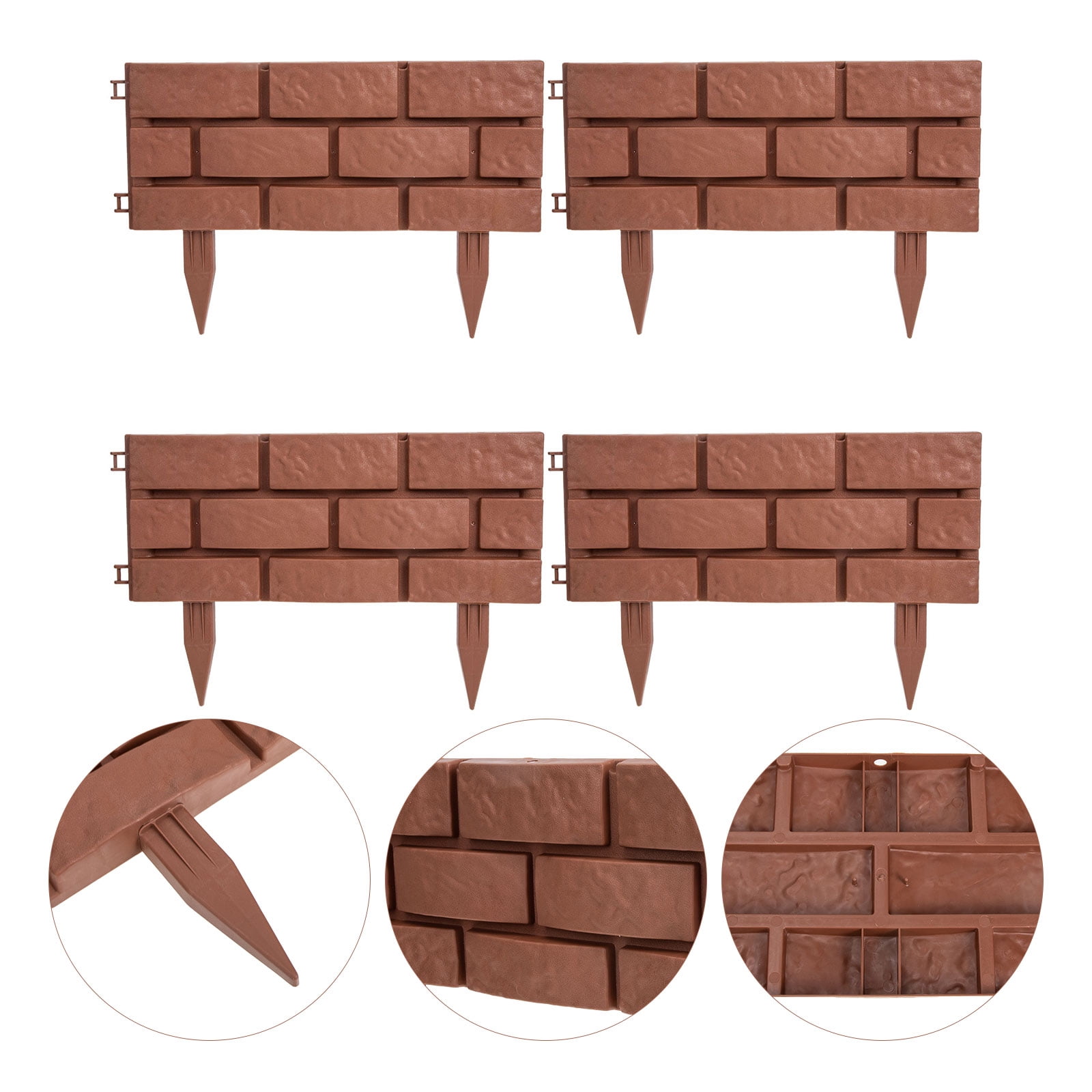 ROMANSENTIAL Garden Decorations Light Brown Plastic Fence for Outdoor Scenes