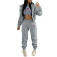 thumbnail image 2 of Azrian Casual Chic Casual Women's 3PC Outfit Sets for Fall and Winter Women's Fashion Fall Winter Outfits Tracksuits Printing Long Sleeve Hoodies Pants Suit, 2 of 4