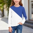 thumbnail image 7 of snilers Girls Long Sleeve Shirts Kids Color Block Crewneck Loose Fit Tunic Tops Summer Casual Basic Tee Shirt 3-14 Years, 7 of 7