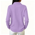 thumbnail image 6 of Women's Long Sleeve Polo Shirt with Button Placket | Long sleeve polo design, button placket, collared neckline, relaxed fit, teacher shirts for women elementary, fitted tops Purple 2XL, 6 of 7