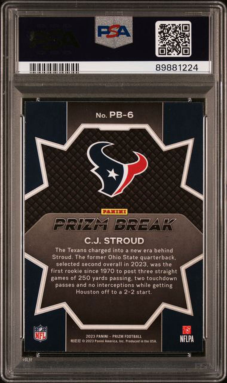 CJ Stroud 2023 Panini Prizm Break Football Rookie Card #PB6 Graded PSA 10