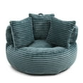 thumbnail image 4 of Aukfa 45" Oversized Round Bean Bag Chair, Deep Seat Lounger with 3 Pillows, No Assembly Sofa, Turquoise, 4 of 8