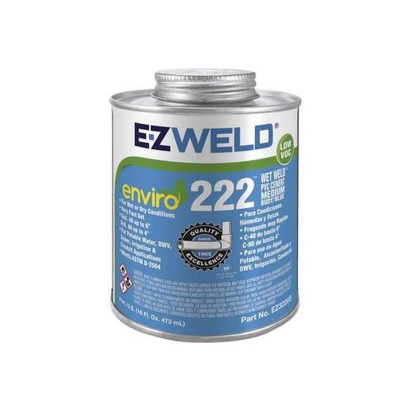 Ez Weld Pipe Cement,16 fl oz,Blue EZ32203N