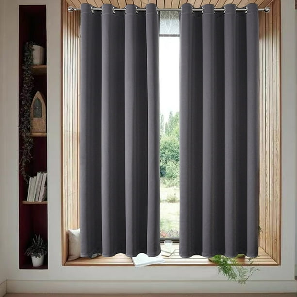 Cortinas XIAOLE 100 % opacas de 99 x 130 cm con alzapaños, cortinas de ventana de sombra completa, aislamiento térmico de doble capa con ojales negros en la parte superior, para dormitorio y sala de