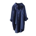 thumbnail image 3 of Summer Breathable Shirt for Women Loose Turn Down Collar Button Down Long Sleeve Top Blue M, 3 of 4
