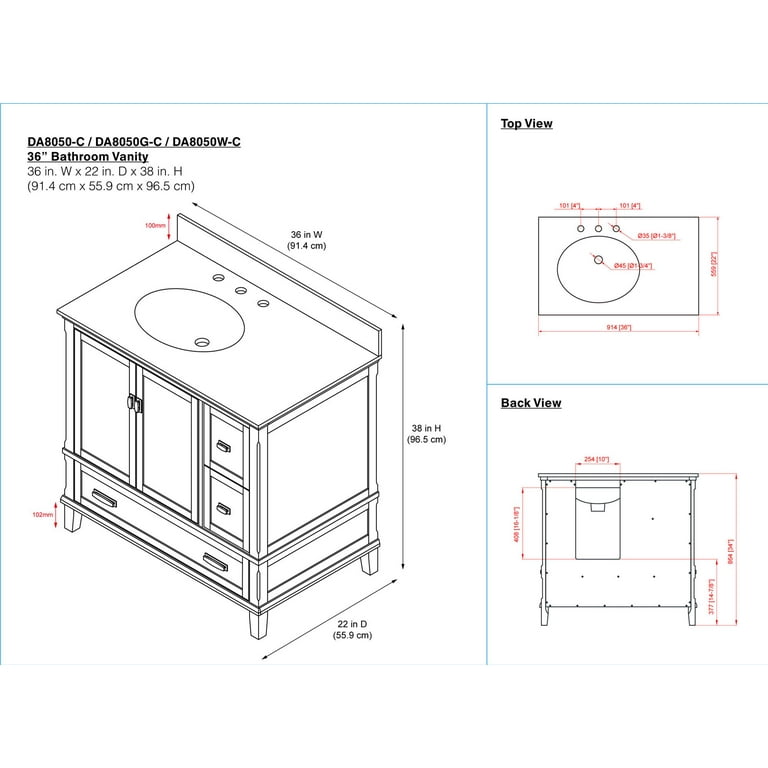 toamam♭36 Amazon.com: 36”W x 18.9”D Engineered Stone Bathroom Vanity