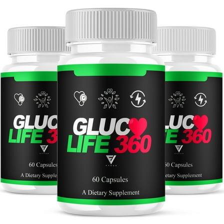 (3 Pack) Gluco Life 360 Blood Support Capsules, GlucoLife360 (180 Capsules)