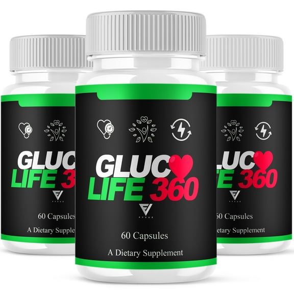 (3 Pack) Gluco Life 360 Blood Support Capsules, GlucoLife360 (180 Capsules)