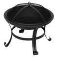 thumbnail image 5 of 22'' Fire Pit for Outside, SEGMART Outdoor Iron Fire Pit Bowl with Spark Screen, Poker, Wood Burning BBQ Grill Fire Pit, Backyard Patio Garden Bonfire Pit for Camping Outdoor Heating, 5 of 11