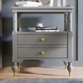 thumbnail image 2 of Nightstand Modern Nightstand 2-Drawer with Open Shelf, Wood Modern End Table Storage Shelf for Living Room,Large Bed Side Table for Bedrooms,Gray, 2 of 7