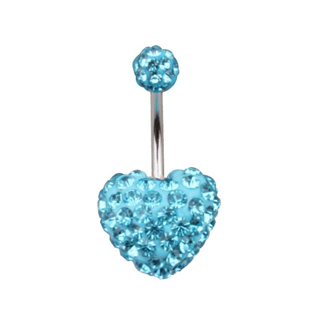 Anillos de perforación de ombligo de doble cara de corazón, bola de discoteca de cristal de acero quirúrgico, anillo de ombligo, piercing para el ombligo, joyería para el cuerpo