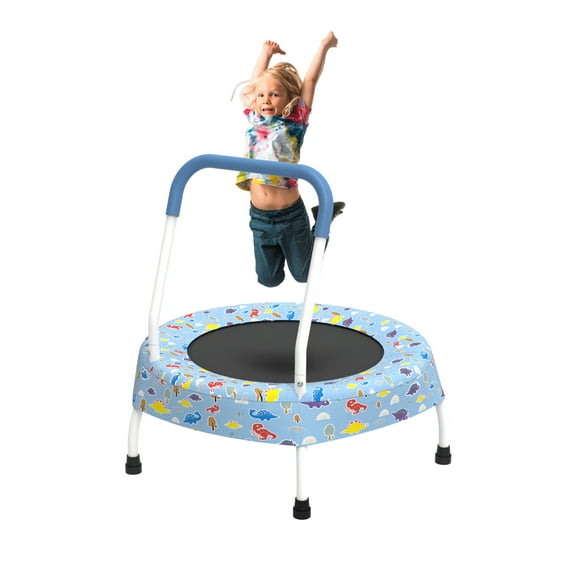 28inch Toddler Trampoline for Kids 1  with Handle - Indoor Outdoor Baby Trampoline for Boys & Girls - Safe Bungee Cord Design