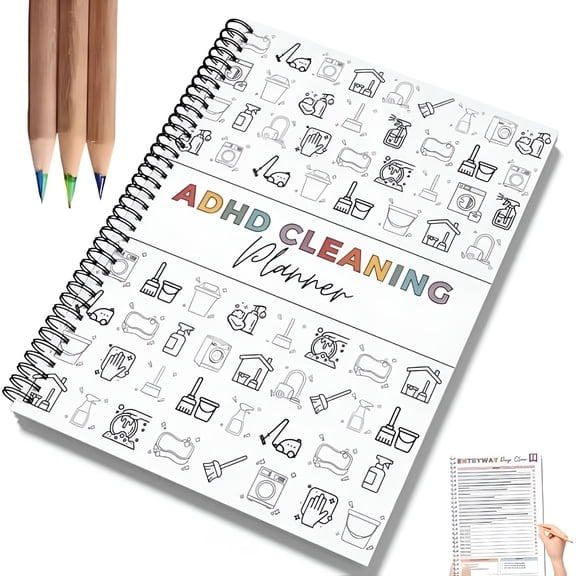 CCOCC Adhd Cleaning & Organizing Toolkit - Chore Planner,Cleaning and Organizing Planner,Planners for Adults,Schedule Checklist,Daily Weekly Monthly Task Notebook Chart(1pcs)