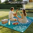 thumbnail image 4 of Outdoor Rug 5x7 ft Teal Blue Bohemian Waterproof Outdoor Patio Rug Mat Non Slip Outside Area Rugs Carpet for RV,Camping,Porch,Deck,Pool,Balconybackyard,Retro Man-dala Pattern White, 4 of 9