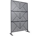 thumbnail image 4 of Gzxs 76" H x 48" W Metal Privacy Screen, Indoor&Outdoor Privacy Screen Panels, Freestanding Decorative Divider with Stand for Deck Patio Balcony Garden, Black, 4 of 9