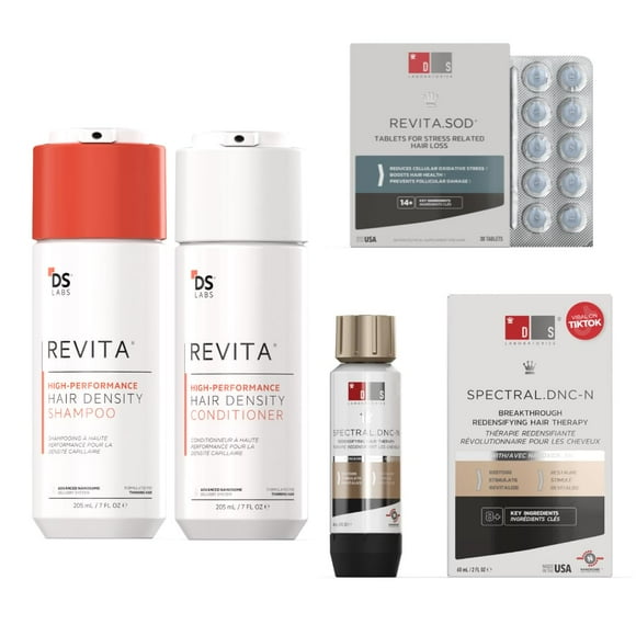 DS Labs Revita Shampoo and Conditioner Set & Spectral.DNC-N Hair Serum & Revita.SOD Tablets - Hair Thickening Shampoo & Conditioner & Hair Growth Serum for Hair Loss &
