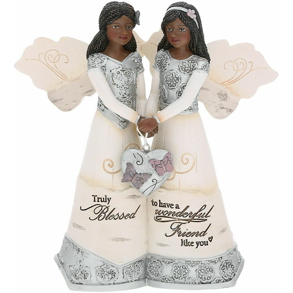 Pavilion - Wonderful Friend - 5.5" Double Ebony Angel Figurine Religious Best Friend Bestie BFF God Jesus Lover Christian Christ Gift Present