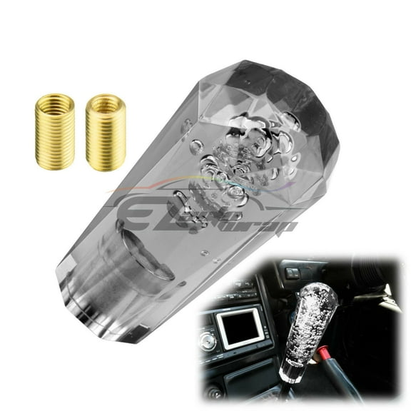 Shift Knob Stick Black Gray Smoke Crystal Bubble Manual Gear Shifter 10cm Long