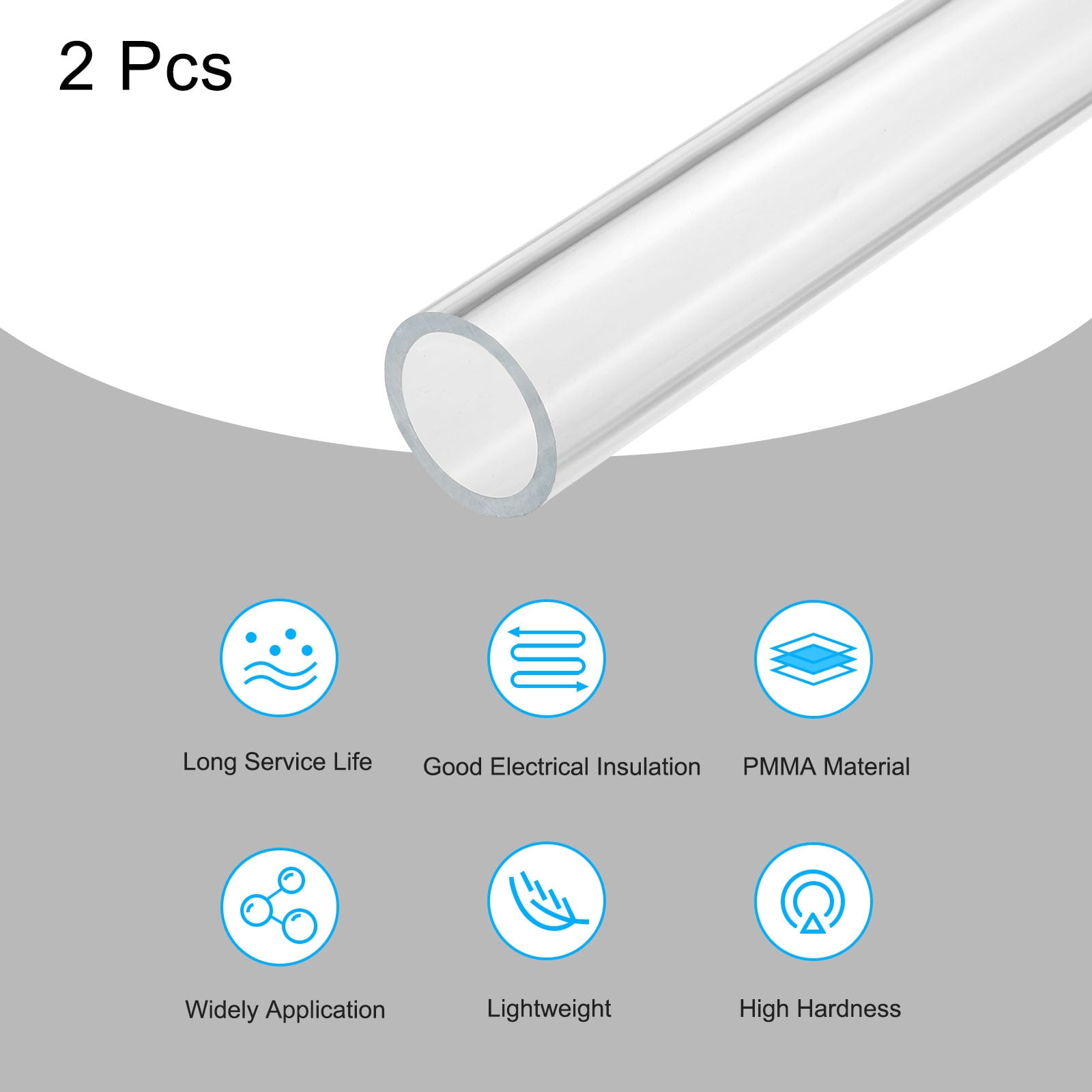 Unique Bargains Acrylic Pipe Rigid Round Tube for Lamp and Lanterns 1.34" ID 1.57" OD
