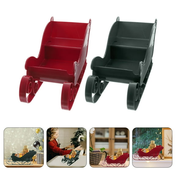 MUSEYA 2Pcs Front Door Decor Sleigh Decoration Assorted Color Plastic Home Centerpiece