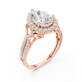 thumbnail image 2 of Zuwelria Moissanite Diamond Rings | 2.34 Ct Shiny Pear Shape Moissanite Engagement Ring for Women | Halo with Accents Rings | 18K Rose Gold Plated Silver Size 5, 2 of 8
