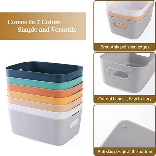 6 Pièces Panier de Rangement Plastique avec Poignées, Petit Boîte de  Rangement Organisateur pour Salle de Bain, Cuisine, Chambre, Cosmétiques,  Tiroir, étagères - 3 Couleurs : : Cuisine et Maison