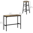 thumbnail image 2 of 3-Piece Industrial Bar Table and Chairs Set, Rustic Brown MDF & Steel Counter Height Dining Set, Space-Saving Pub Table with 2 Stools for Kitchen, Small Dining Area or Breakfast Bar, 2 of 6