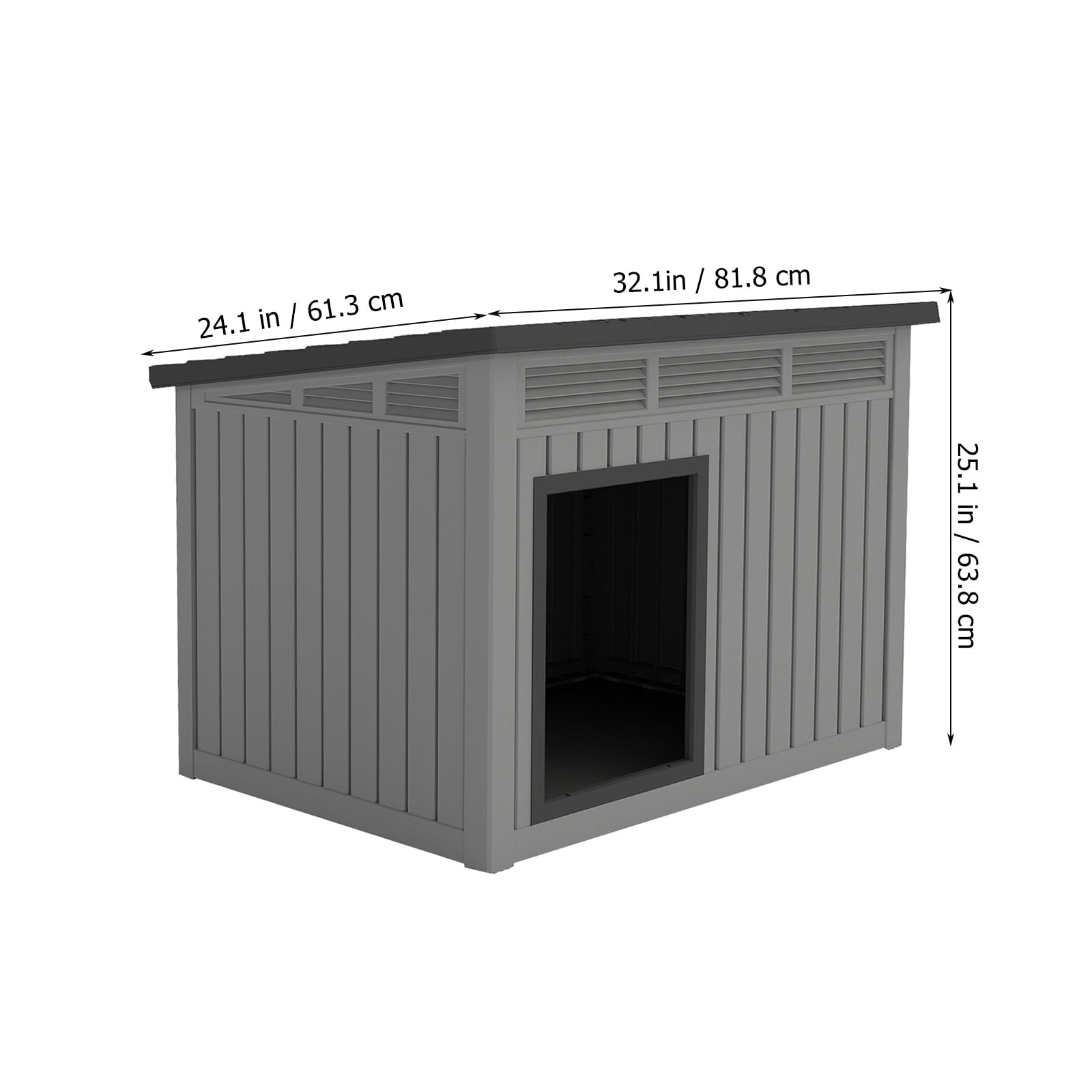Dog House for Both Indoor and Outdoor with Weatherproof Roof Removable Floors for Medium to Large Dogs Interior Space (Black, Medium(32.2 * 25.12 * 24.13in)